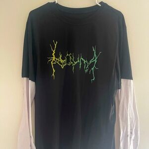 Selling black top, white long-sleeve, skater shirt.